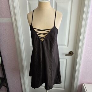 Frederick's Of Hollywood Black‎ Strappy Tie Back Nightgown Size M Lingerie